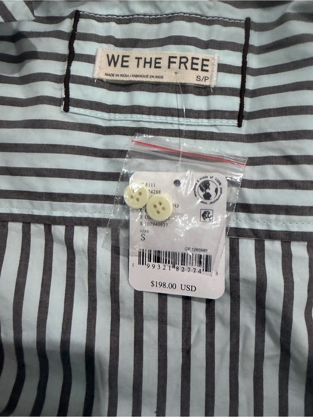 We The Free Striped Button-Down Shirt with Multicolor Embroidery - Picture 4 of 10